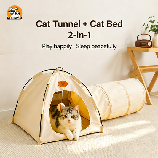 Tent tunnel cat bed