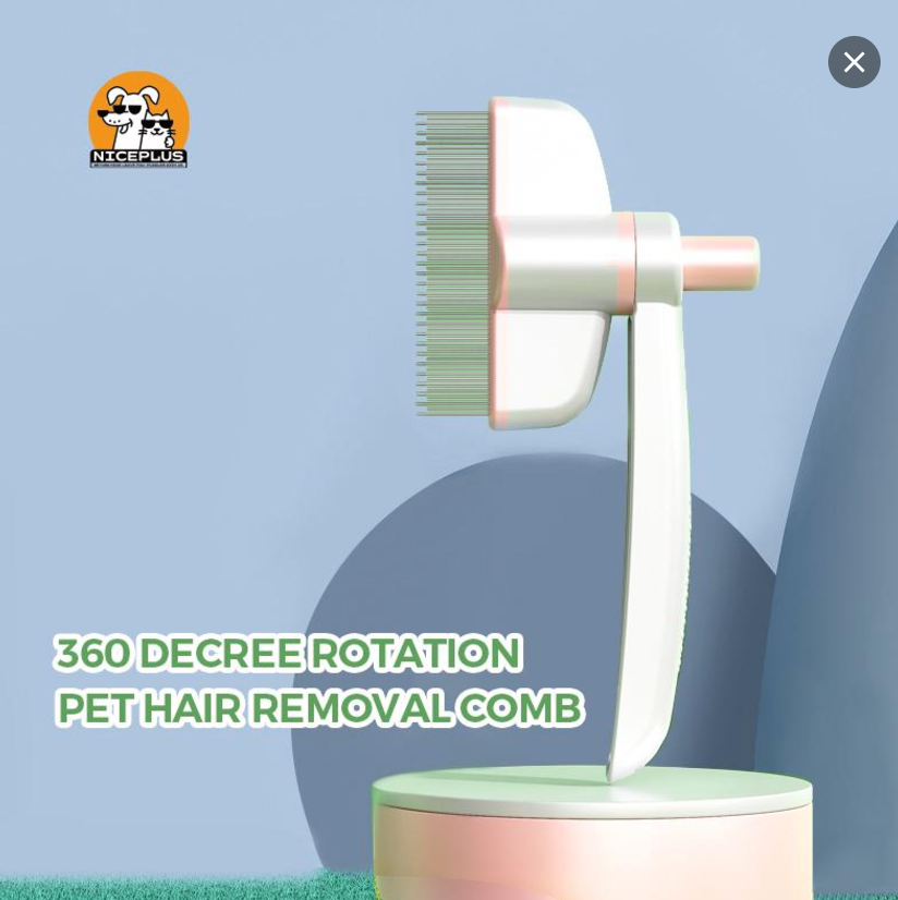 Niceplus 360-Degree Rotation Pet Hair Removal Comb for Cat & Dog Multifunctional Brush with Release Button for Massaging and Cleaning Shedding PP/ABS/Stainless Steel Green Yellow Pink