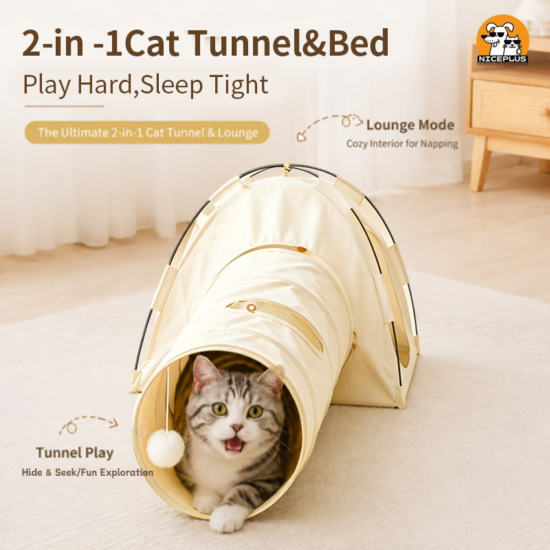 Tent tunnel cat bed