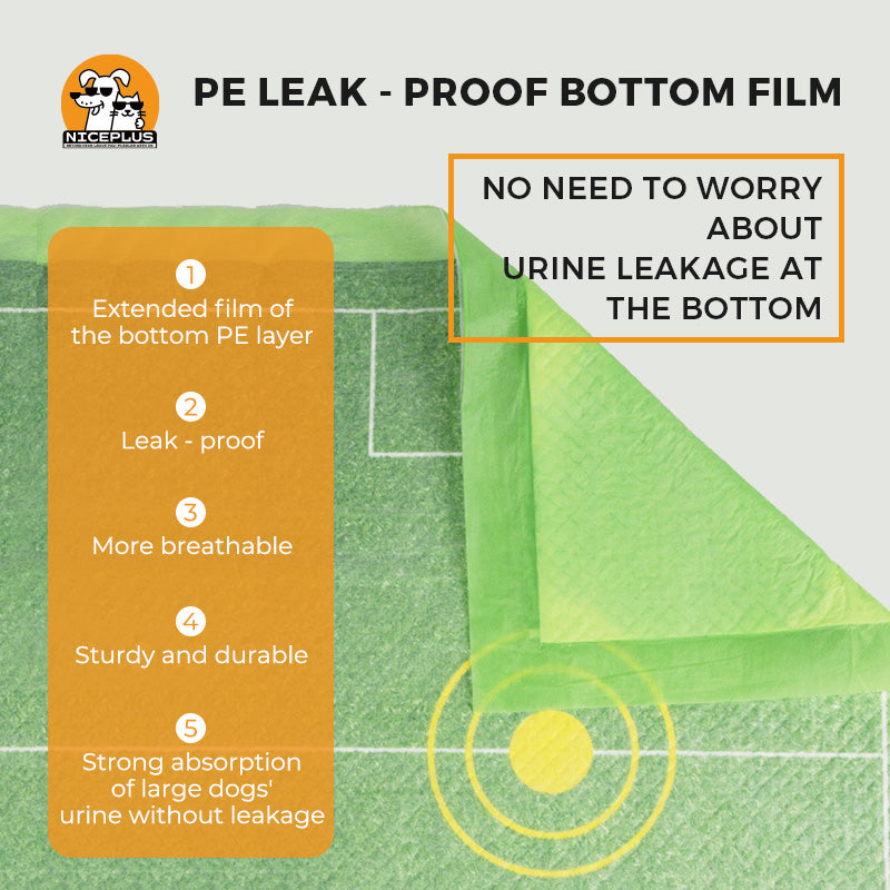 NICEPLUS PET Pee Pads for Dogs Plant-Based Leak-Proof Absorbent Puppy Training Pads Target-like Induction Soccer Court Design 7-layer Genuine Core 30 Sec Fast Absorption