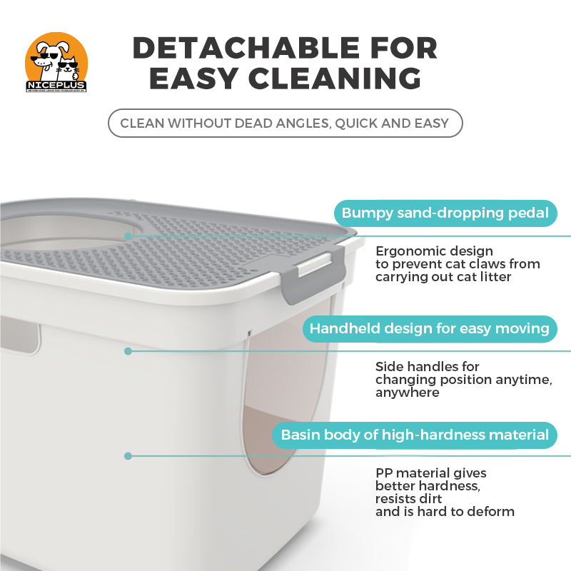 Niceplus Pet USA Top Entry Cat Litter Box Extra Large Enclosed Design with Catching Lid & Scoop Easy Clean Spacious Interior Environmentally Friendly Material