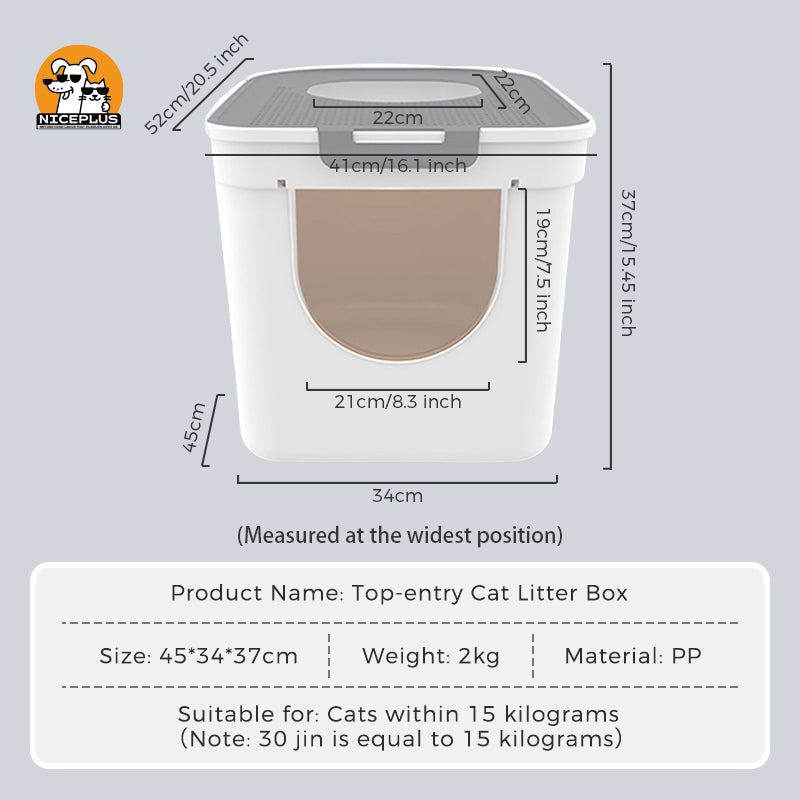 Niceplus Pet USA Top Entry Cat Litter Box Extra Large Enclosed Design with Catching Lid & Scoop Easy Clean Spacious Interior Environmentally Friendly Material