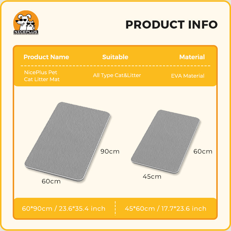 EVA Material Cat Litter Mat, Catchable, Filter Toilet Basin, Washable, Cat Litter Box, Pet Supplies (Waterproof & Urine-Proof), Large（17inch x 23inch）