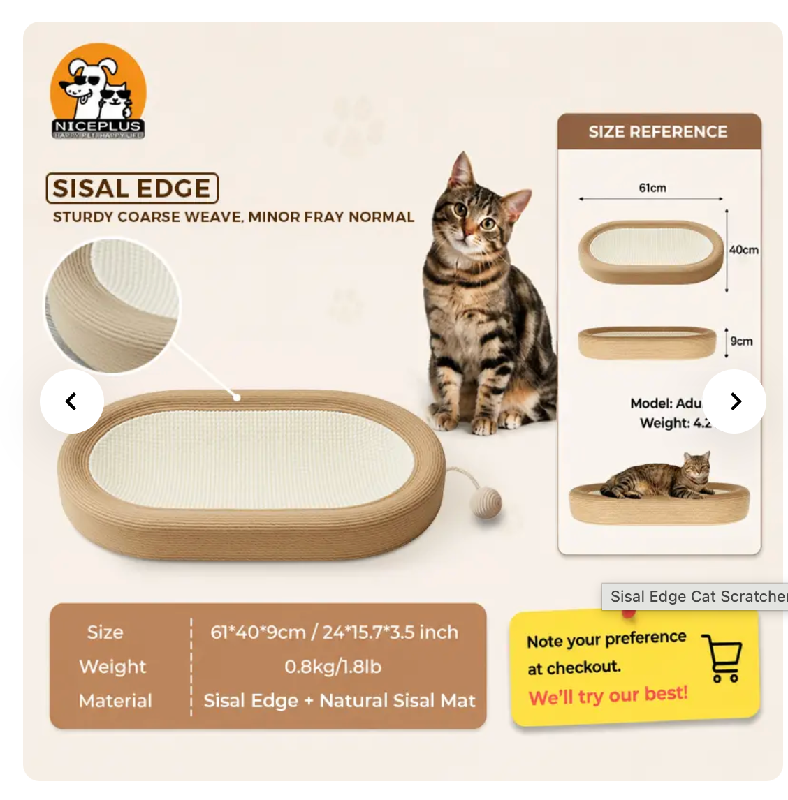 Sisal Edge Cat Scratcher